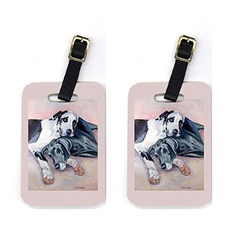 Carolines Treasures Carolines Treasures 7164BT Pair of 2 Harlequin and Bule Natural Great Danes Luggage Tags 7164BT